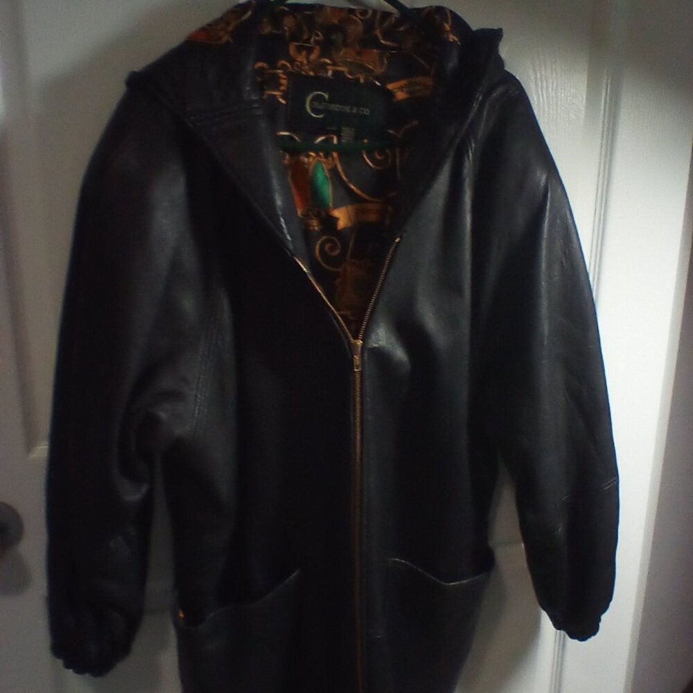 Black leather coat